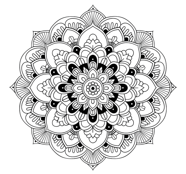 曼陀罗电子资源（20张曼陀罗绘画图-黑白素描图）