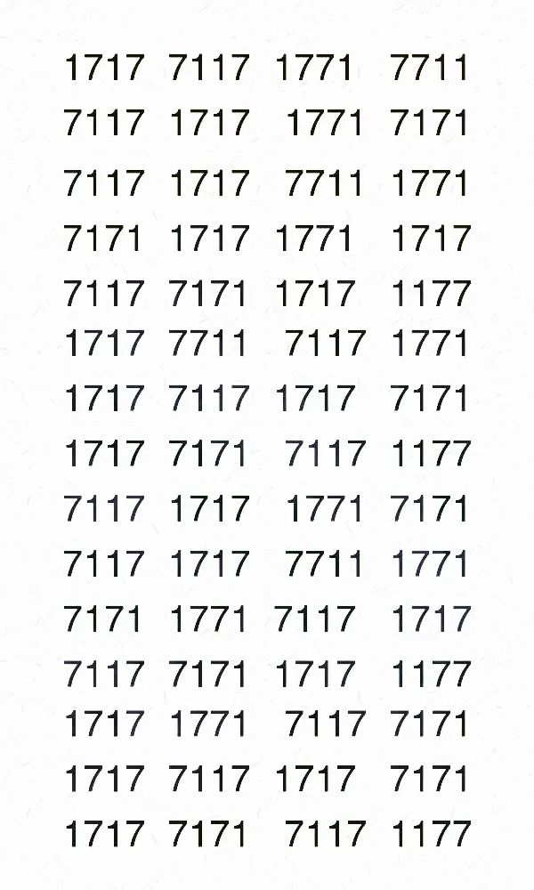 如：从上面的数字行中把所有1771圈出来。
