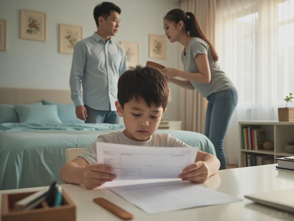 孩子考试成绩不理想被家长批评